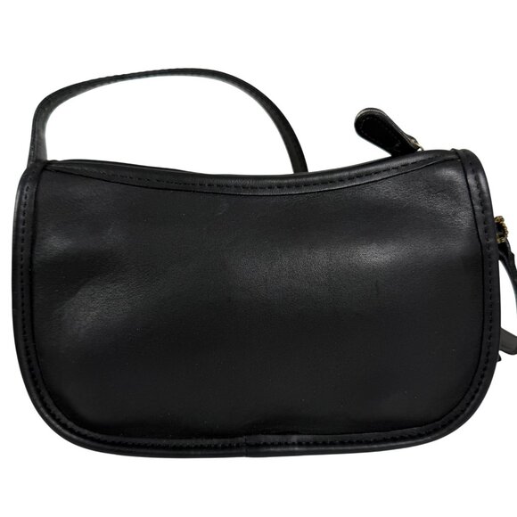 Vintage COACH Black Leather Wendie Swinger Crossbody Purse Bag 9031 + Hang Tag - Picture 4 of 14